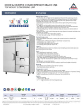 Everest ESQ2D2, 59 ", 2 Wide Section - 1 Full Dr (LFT; Ref), 1 Half Dr (RT Top; Fzr) & 2 Drawer (RT Bottom; Ref) 3/4 Ref